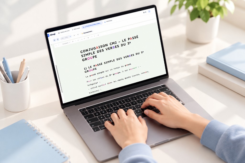Élève utilisant un support de cours adapté avec AIKAGI